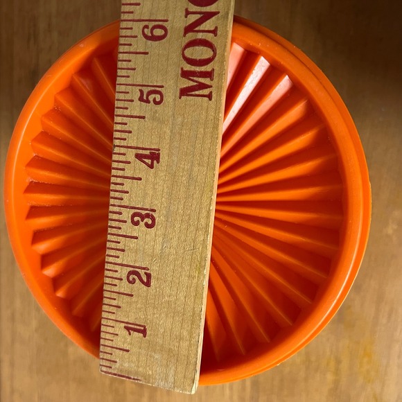 Vintage Tupperware Servalier Canister Set 4 Orange Sunburst Lid Flour Sugar Tea - Picture 12 of 12